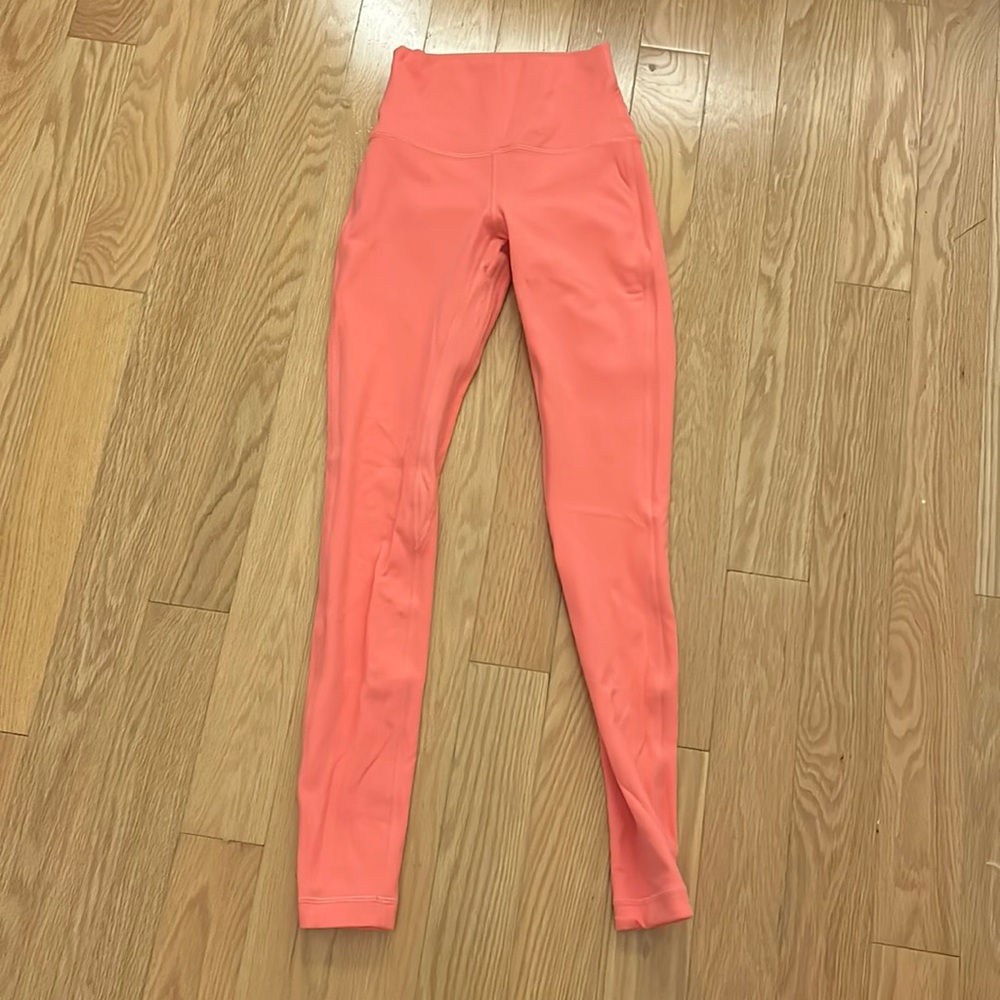 coral/pink lululemon leggings